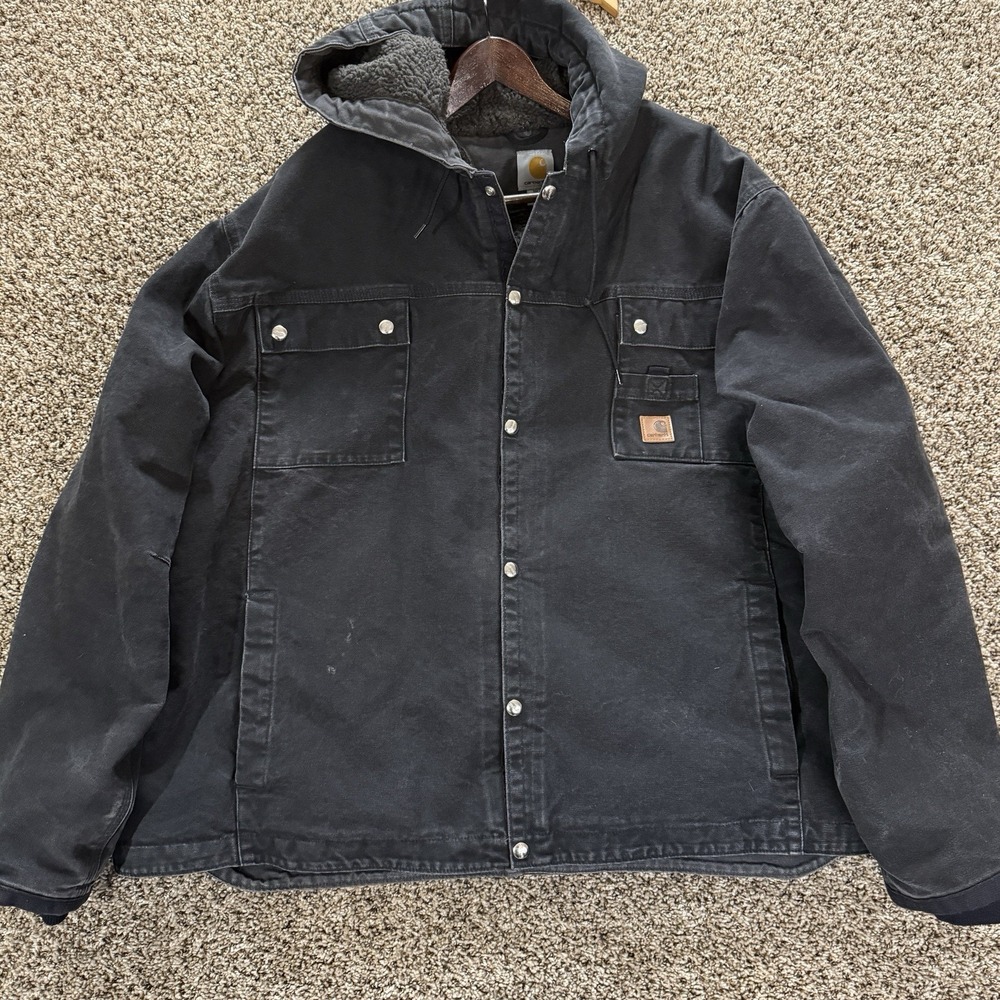 Carhartt J284 BLK Snap Button Hood Sherpa Black Lined Jacket Size 3XL‎ Mexico